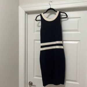 ST. John Collection navy and white knit dress